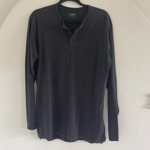 Cuts Black Long Sleeve Henley Shirt